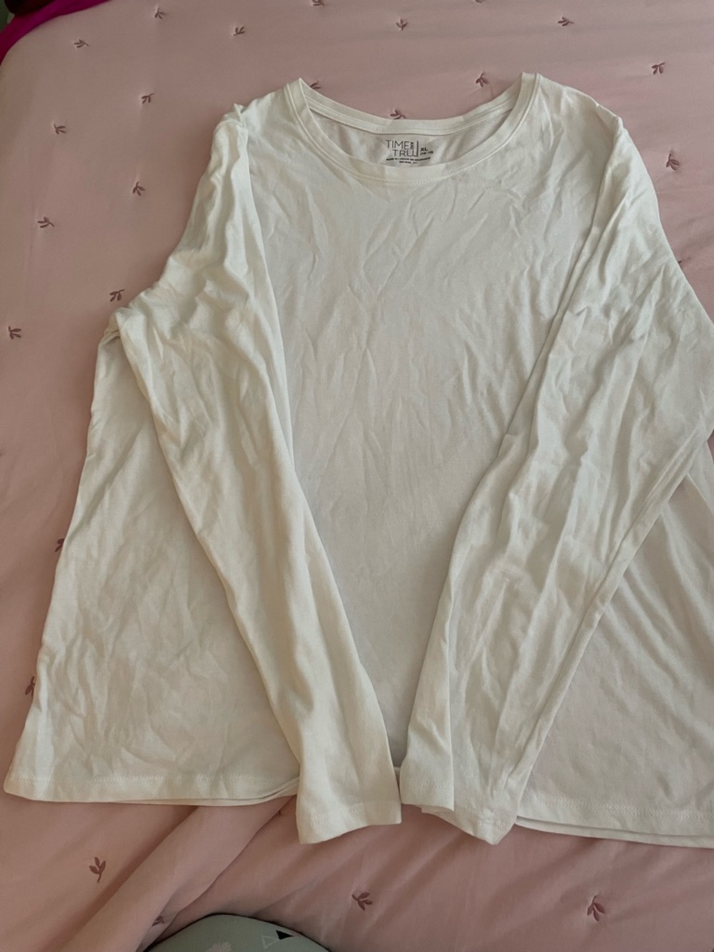NWOT Time and Tru Cream Crew Neck Long Sleeve Top